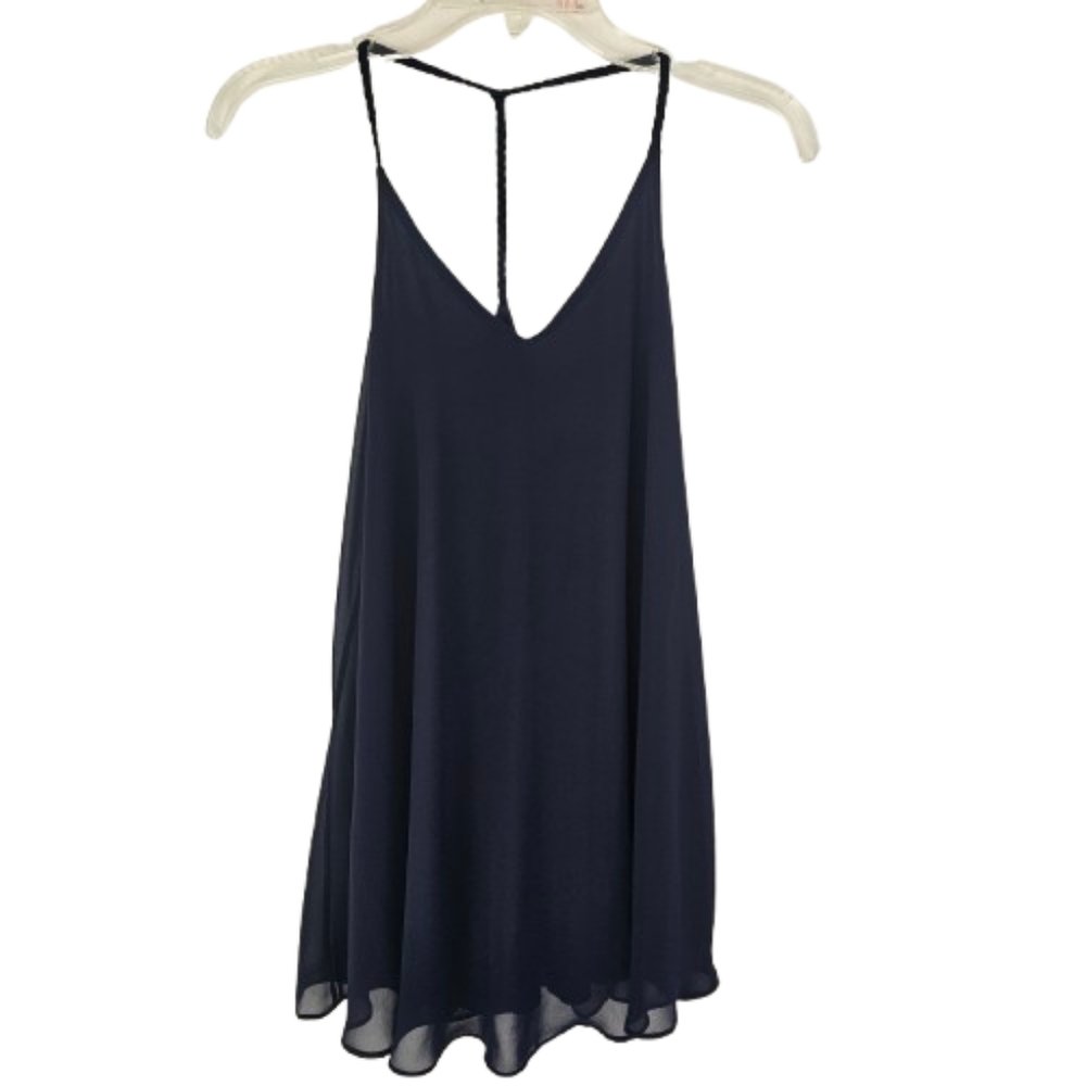 Aqua Navy Blue Racer Back  Spaghetti Strap Tank Top Size Small